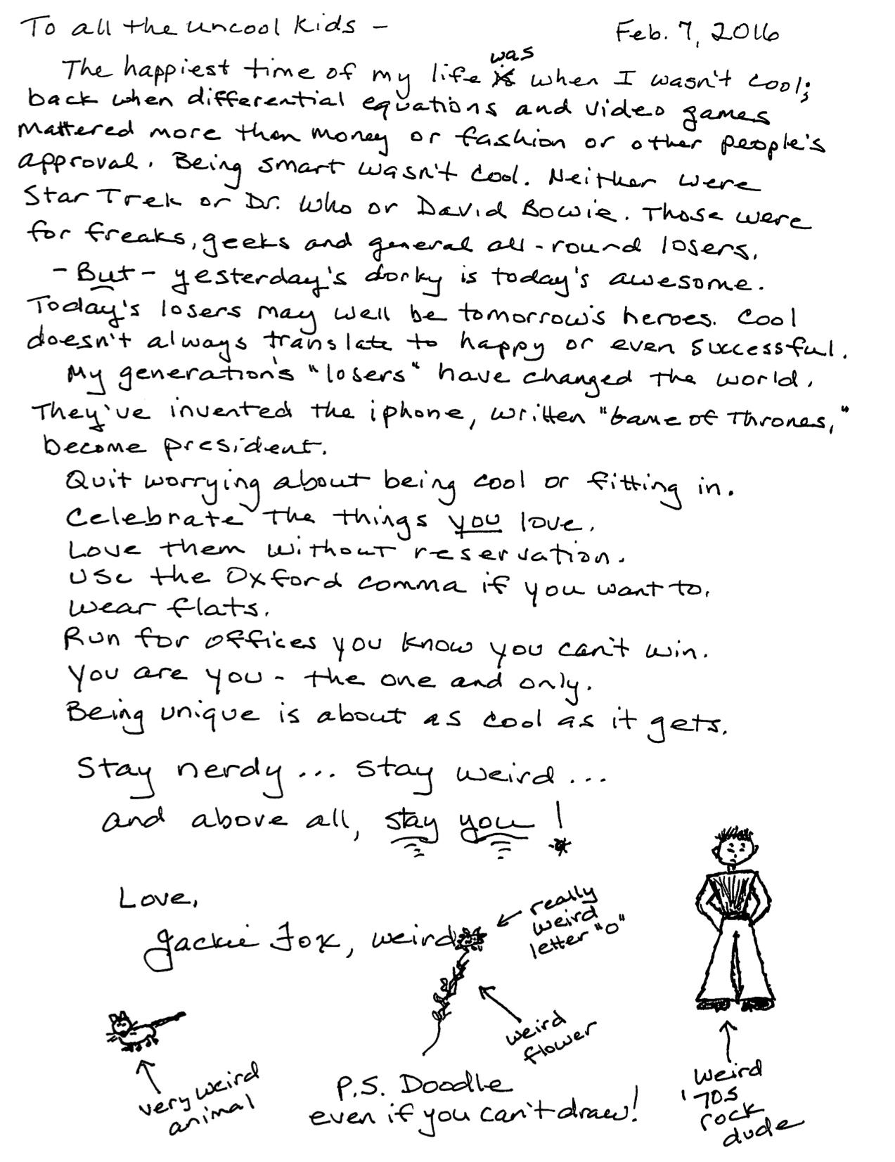 Jackie Fox's Letter, The Provocateur